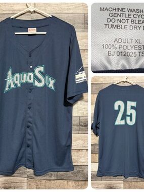 Everett Aquasox Seattle Mariners Baseball Jersey Men’s XL Blue Stadium Promo
